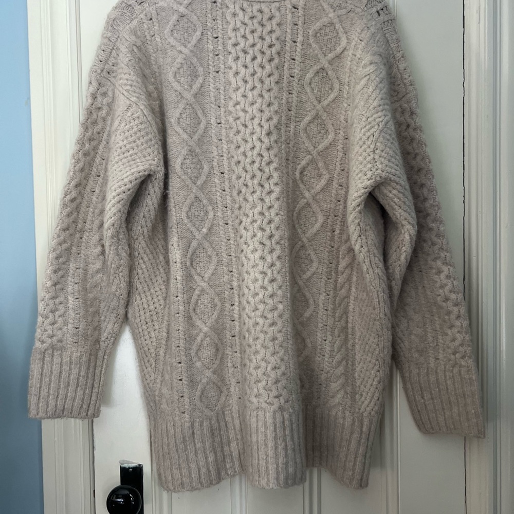 J. Crew Beige Wool Chunky Cable Knit Cardigan - Picture 6 of 9